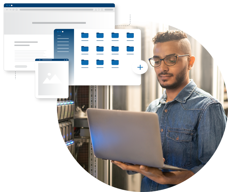 Hoot Host website hosting and file management on a laptop